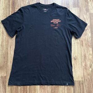 Air Jordan Breakfast Club Workout Ritual Black Graphic T-Shirt Men's Size L